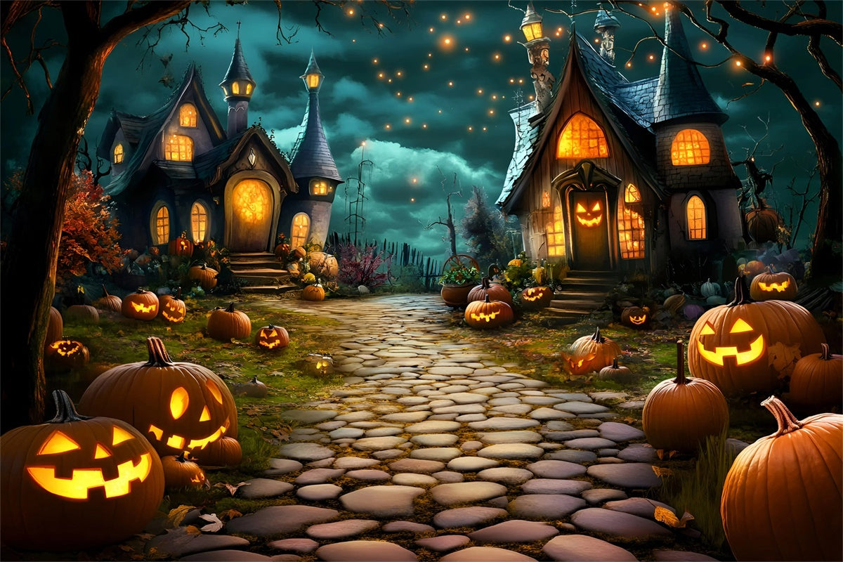 Halloween Fotografie Hintergrund Spooky Village Glow Hintergrund GQ6-213