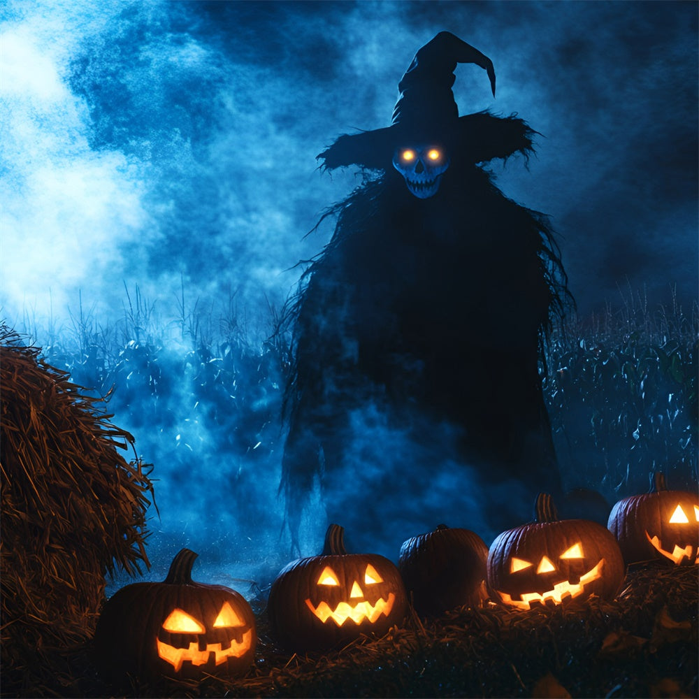 Halloween Backdrops Böse Vogelscheuche Kürbisfeld Backdrop GQ6-215