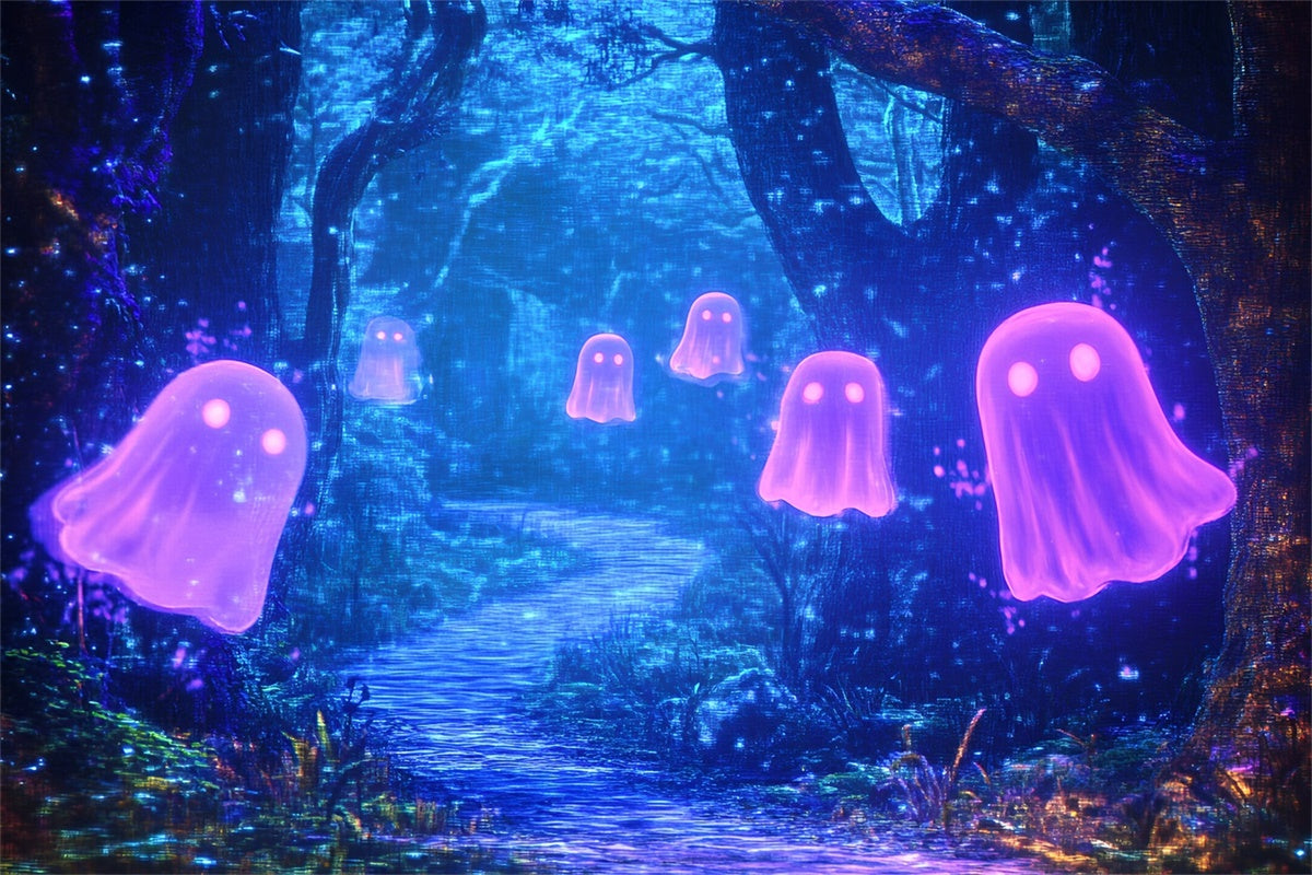 Dunkler Wald Hintergrund Mystischer Geisterpfad Halloween Fotohintergrund GQ6-216