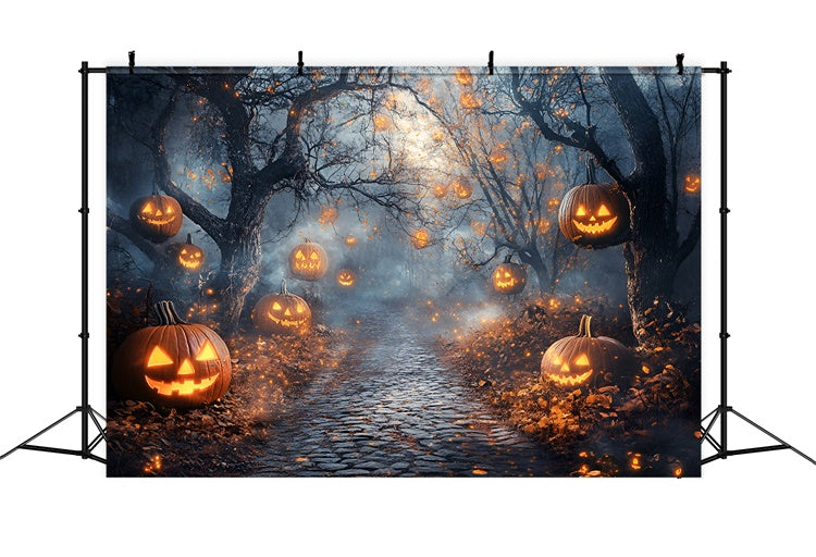 Waldhintergrund Kürbisgeist Neblige Halloween-Hintergründe GQ6-218