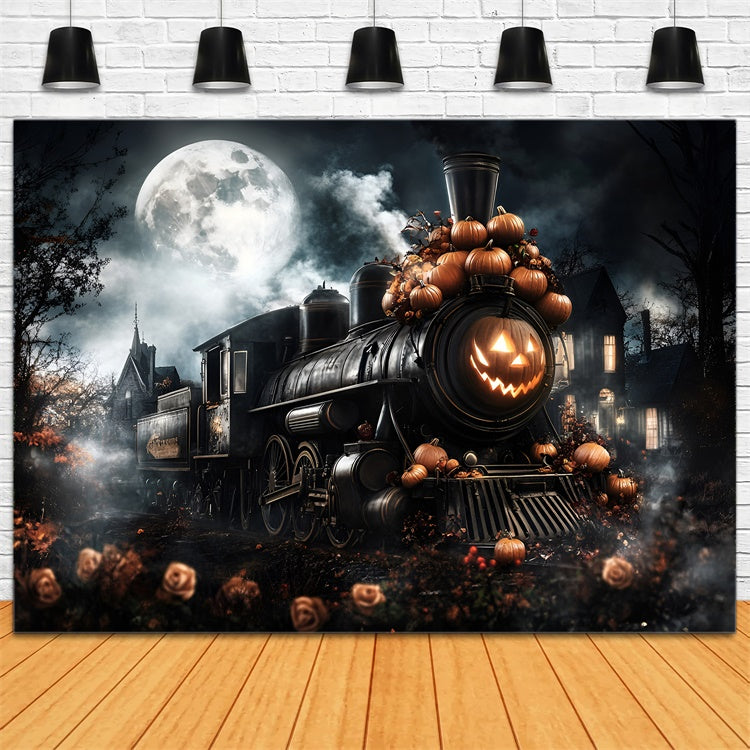 Halloween Mond Backdrop Phantom Zug Mondschein Nacht Backdrop GQ6-223