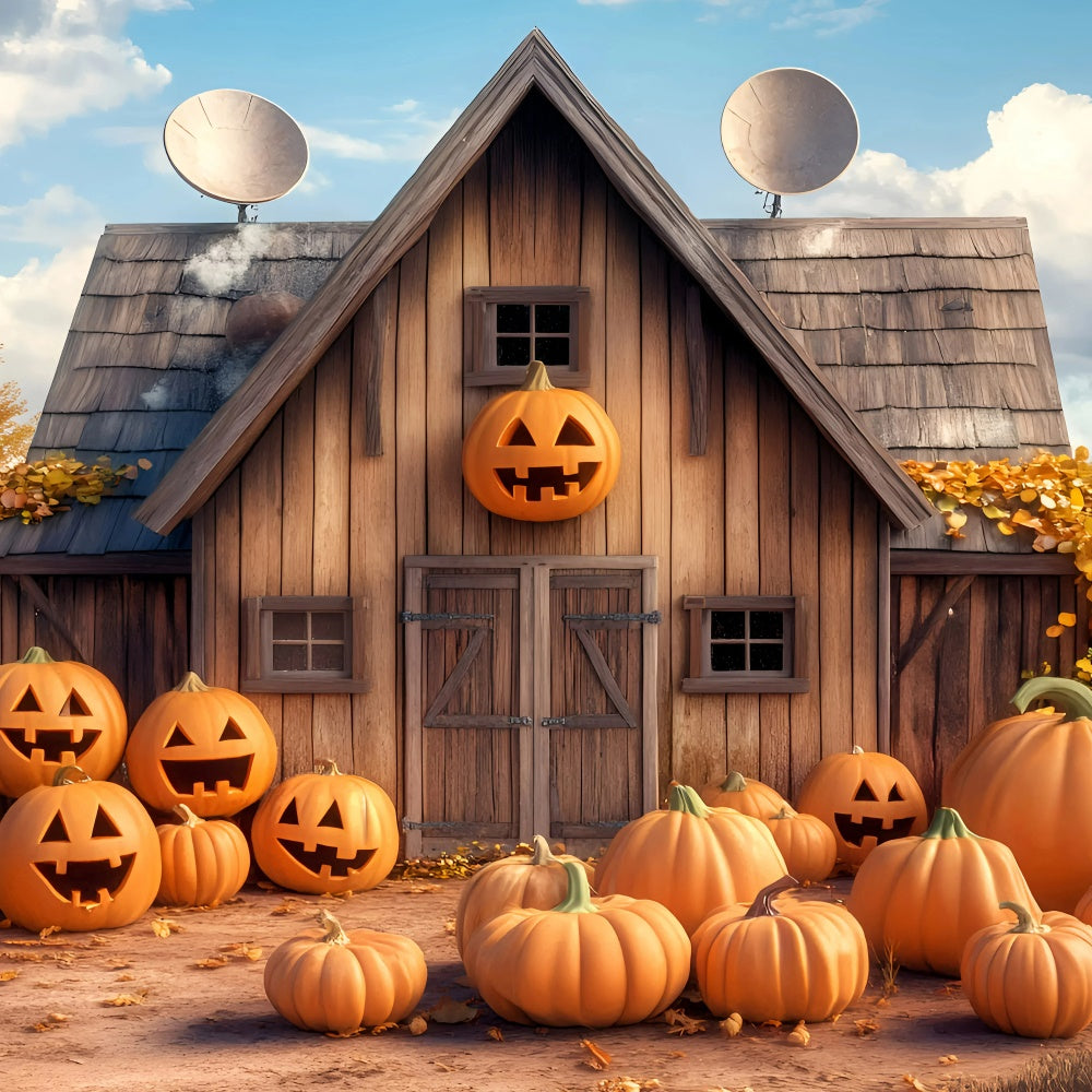 Halloween-Fotohintergrund Landkürbis Bauernhof-Hintergrund GQ6-226