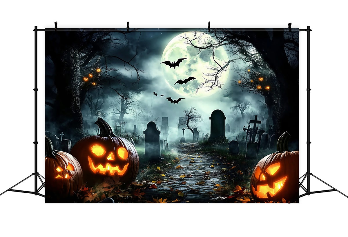 Halloween-Friedhof-Hintergrund Mitternachtsfledermäuse Kürbis-Hintergrund GQ6-228