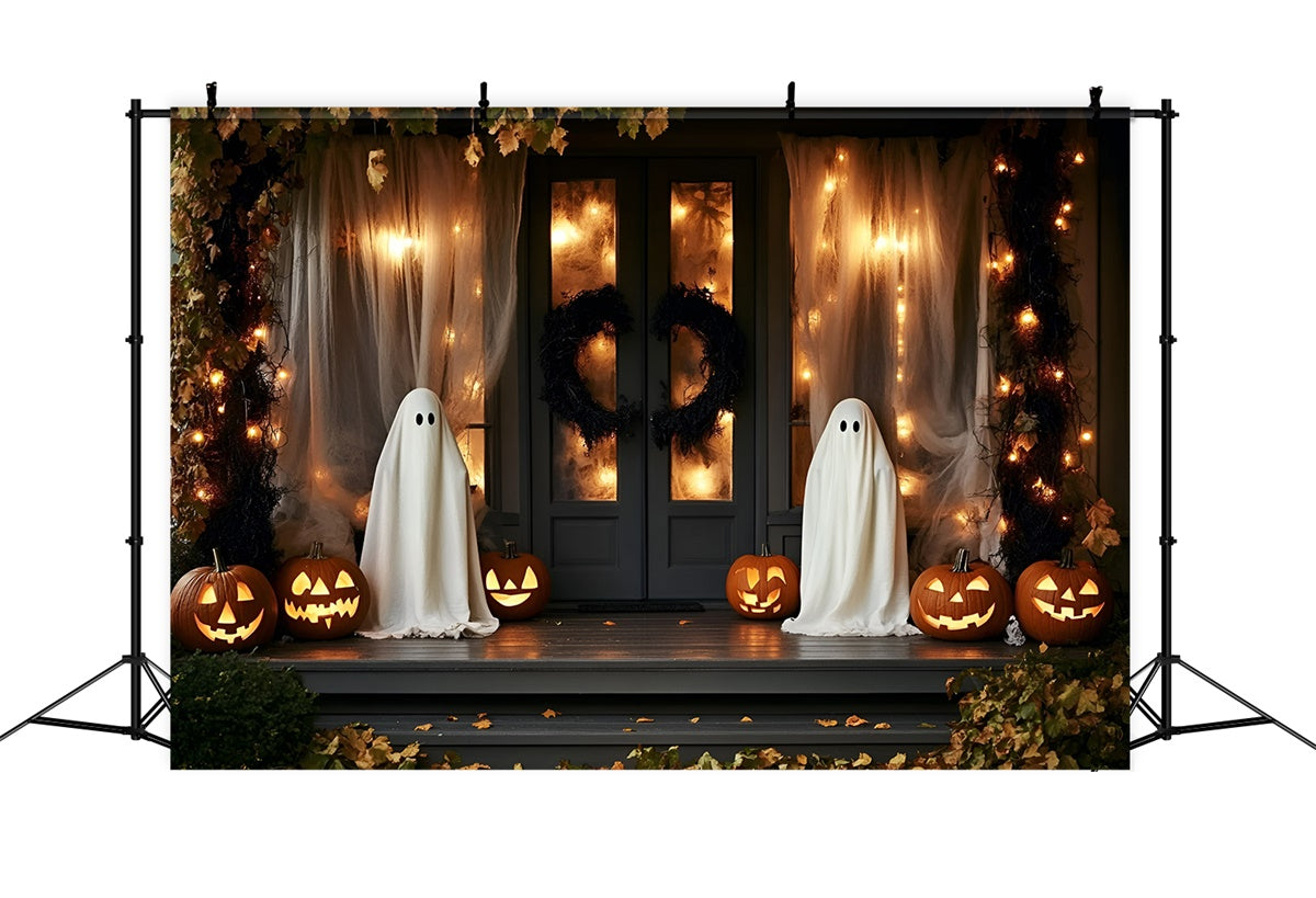 Gespenstische Halloween-Hintergrundkulisse Gespenstische Veranda-Laterne Hintergrundkulisse GQ6-230