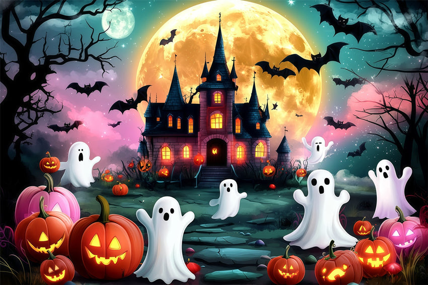 Halloween Moon Backdrop Geisterparade Spukschloss Backdrop GQ6-233