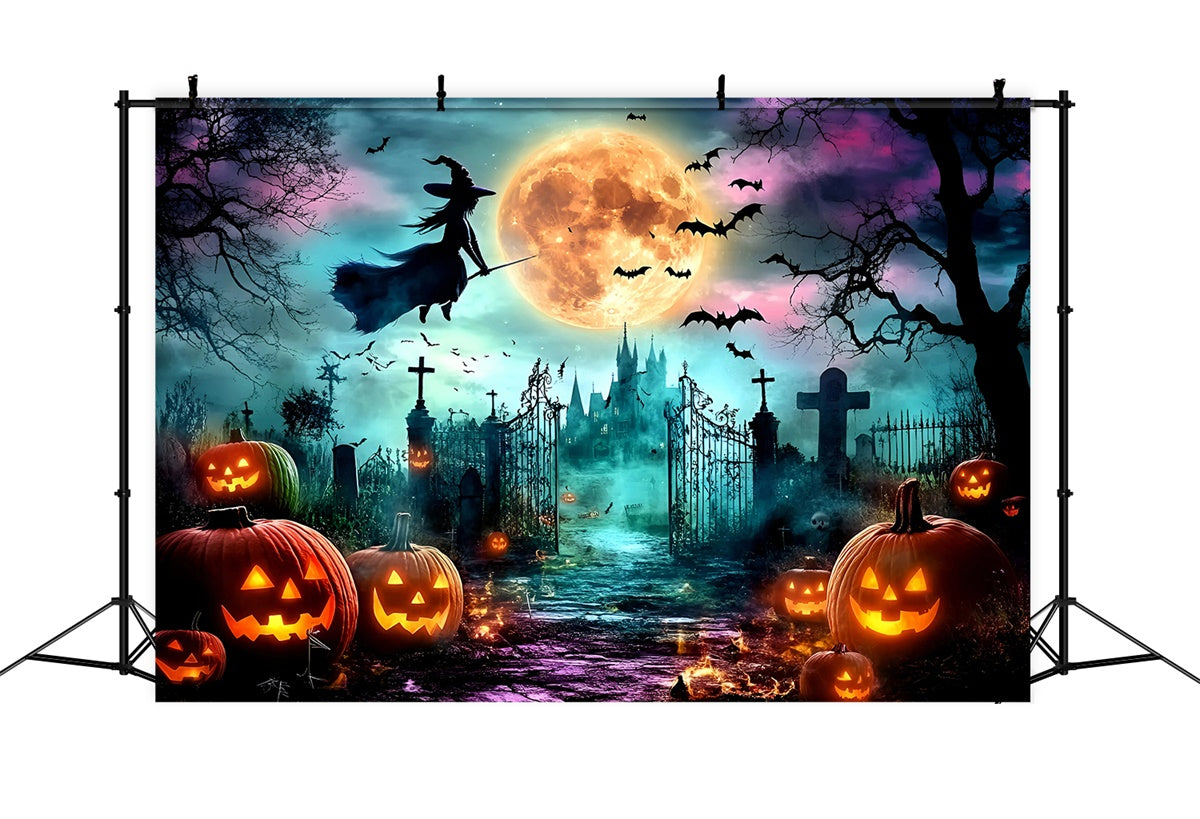Halloween-Hexen-Hintergrund Mondschein-Hexen-Kürbisse-Hintergrund GQ6-247