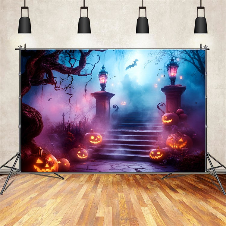 Halloween Backdrop Kürbispfad Geistertreppe Backdrop GQ6-248