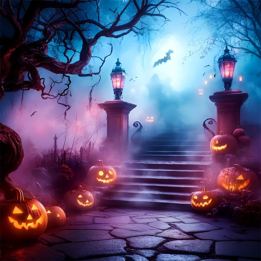 Halloween Backdrop Kürbispfad Geistertreppe Backdrop GQ6-248