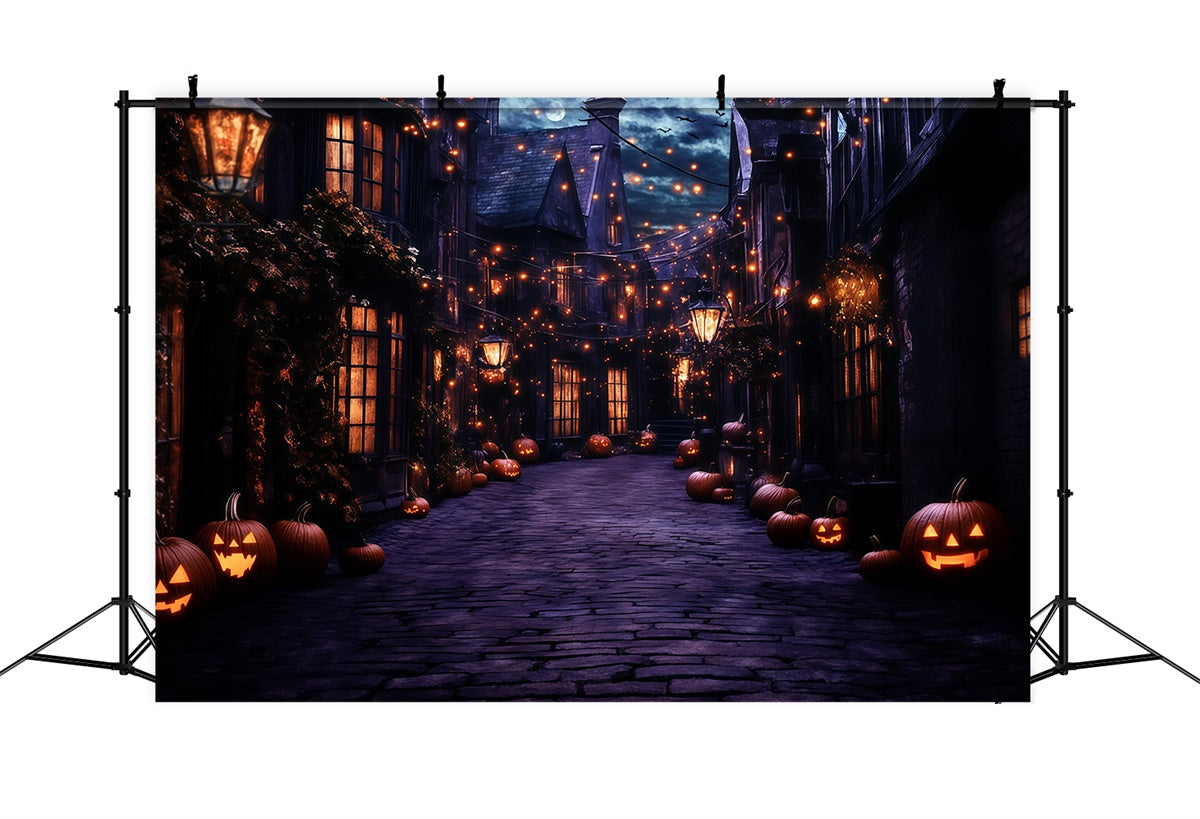 Halloween Backdrops Gespenstische Laterne Dorf Nacht Backdrop GQ6-249