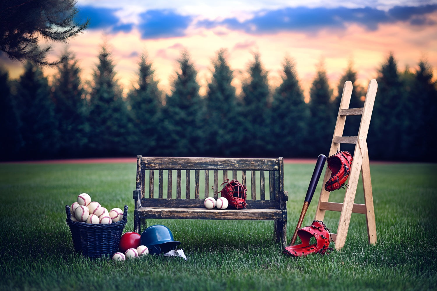 Baseball-Hintergrundkulissen Sonnenuntergang Baseball-Bank-Hintergrundkulisse GQ6-261