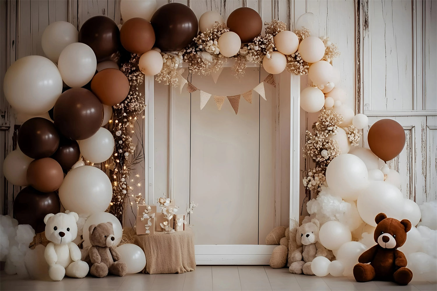 Cake Smash Backdrop Vintage Braun Ballon Hintergrund GQ6-313