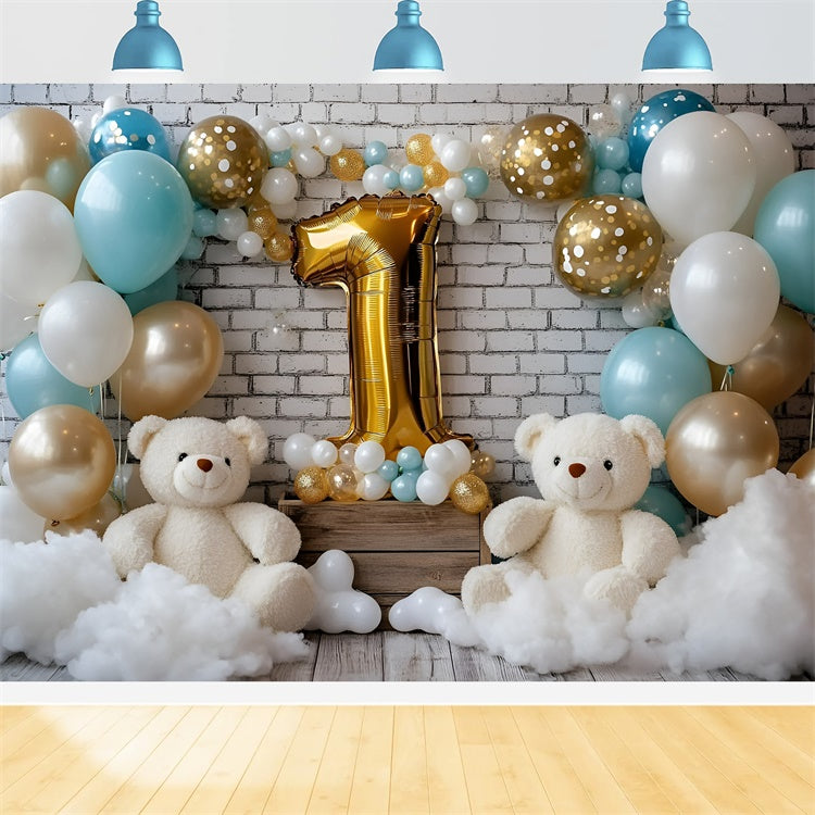 1. Geburtstag Backdrop Bären Ballon Bash Backdrop GQ6-323