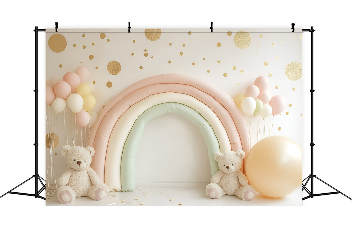 Backdrop für Geburtstag Pastell Regenbogen Bär Backdrop GQ6-336