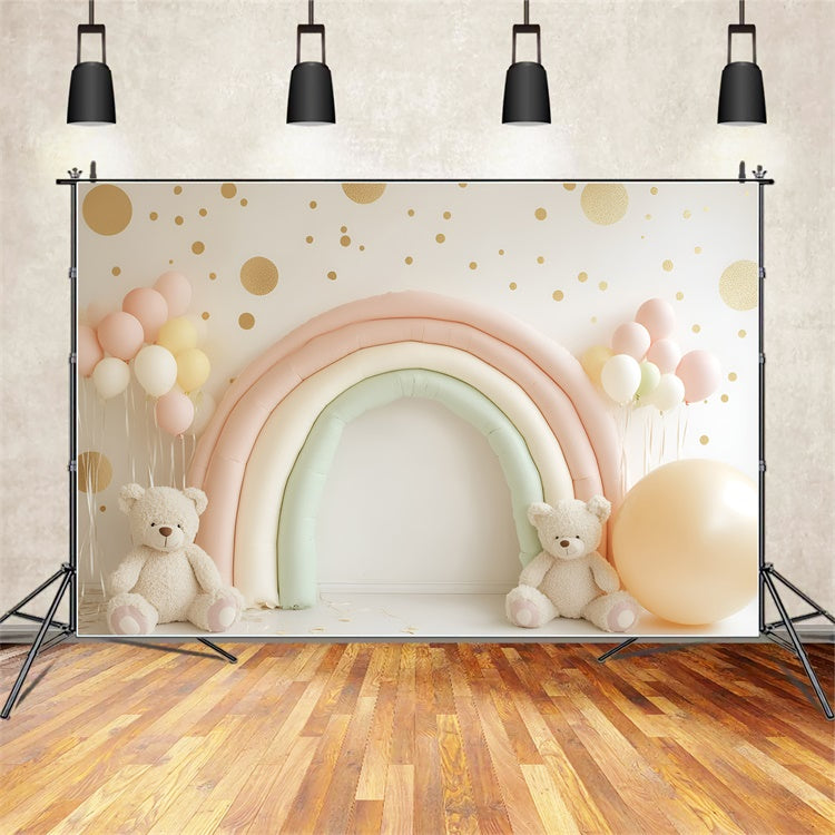 Backdrop für Geburtstag Pastell Regenbogen Bär Backdrop GQ6-336
