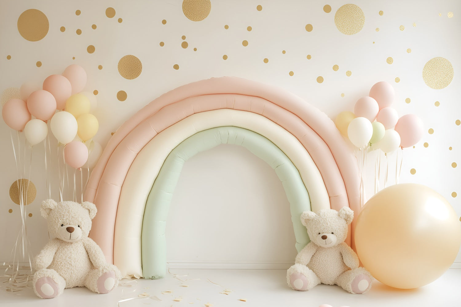Backdrop für Geburtstag Pastell Regenbogen Bär Backdrop GQ6-336
