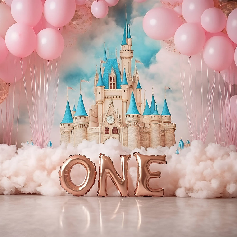 1. Geburtstag Backdrop Rosa Schloss Träume Backdrop GQ6-339