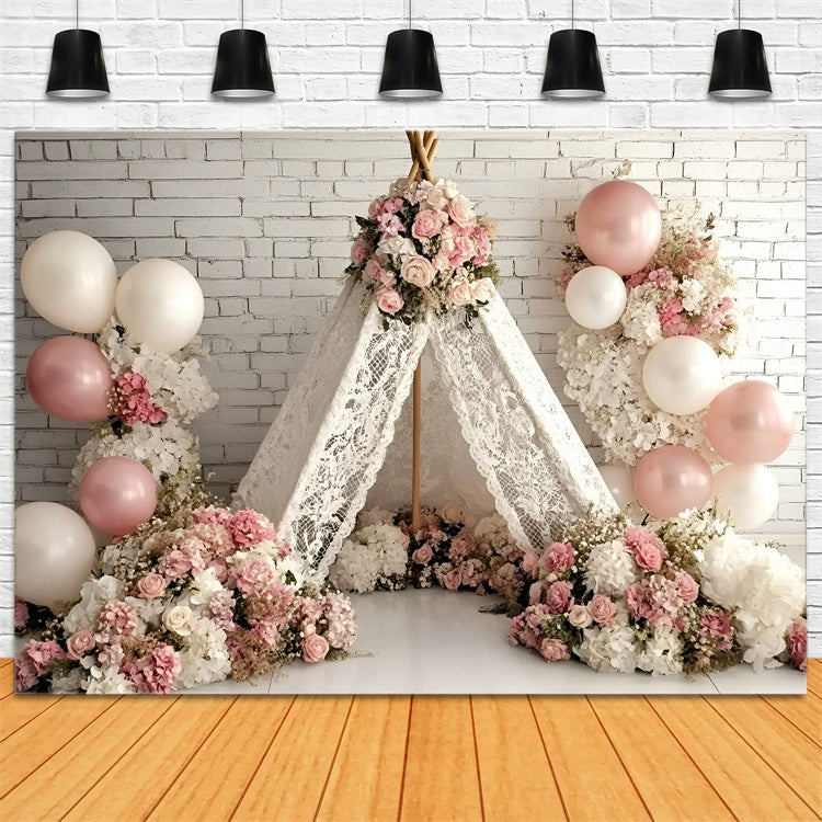 Cake Smash Backdrop Mädchen Blush Blossom Tent Backdrop GQ6-340
