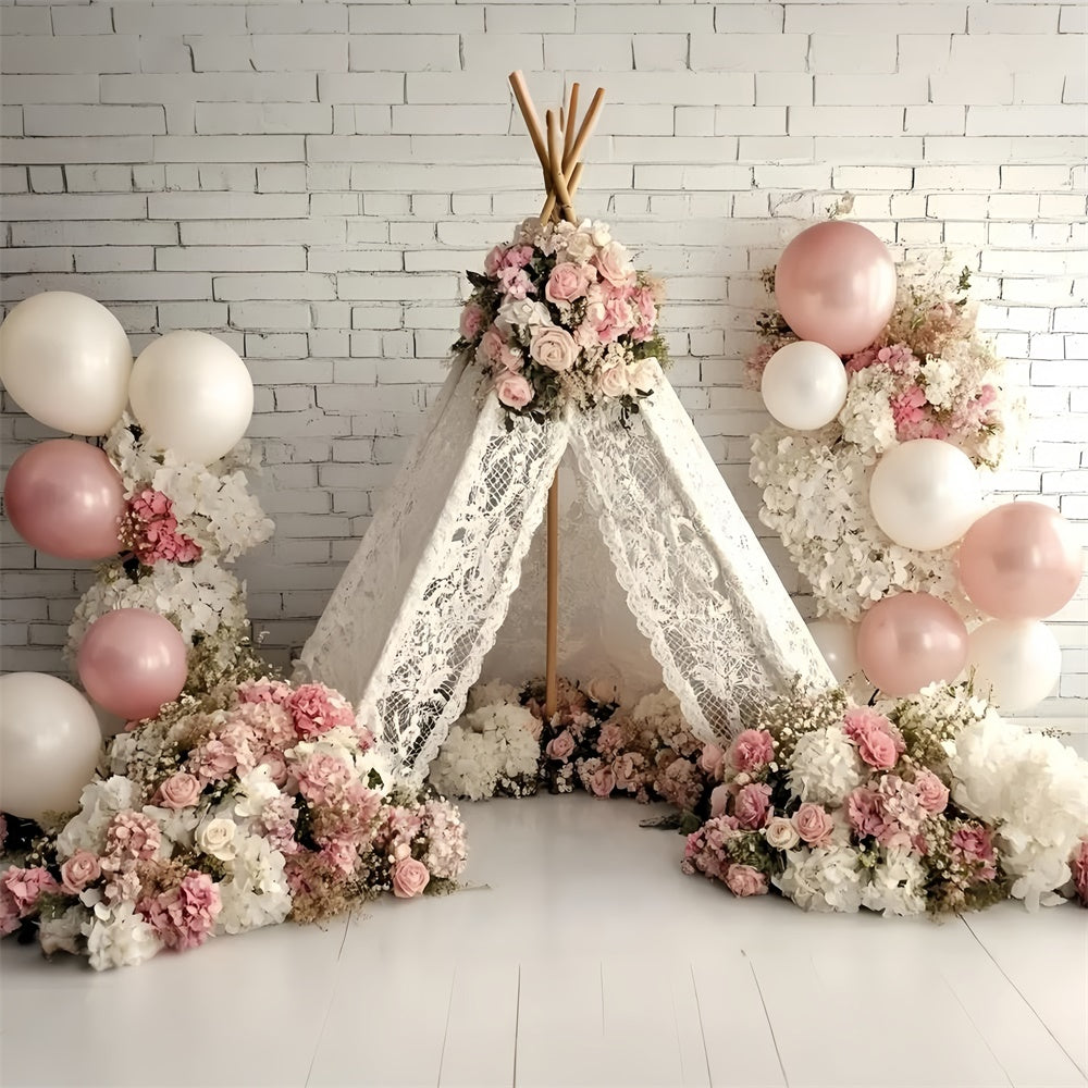Cake Smash Backdrop Mädchen Blush Blossom Tent Backdrop GQ6-340