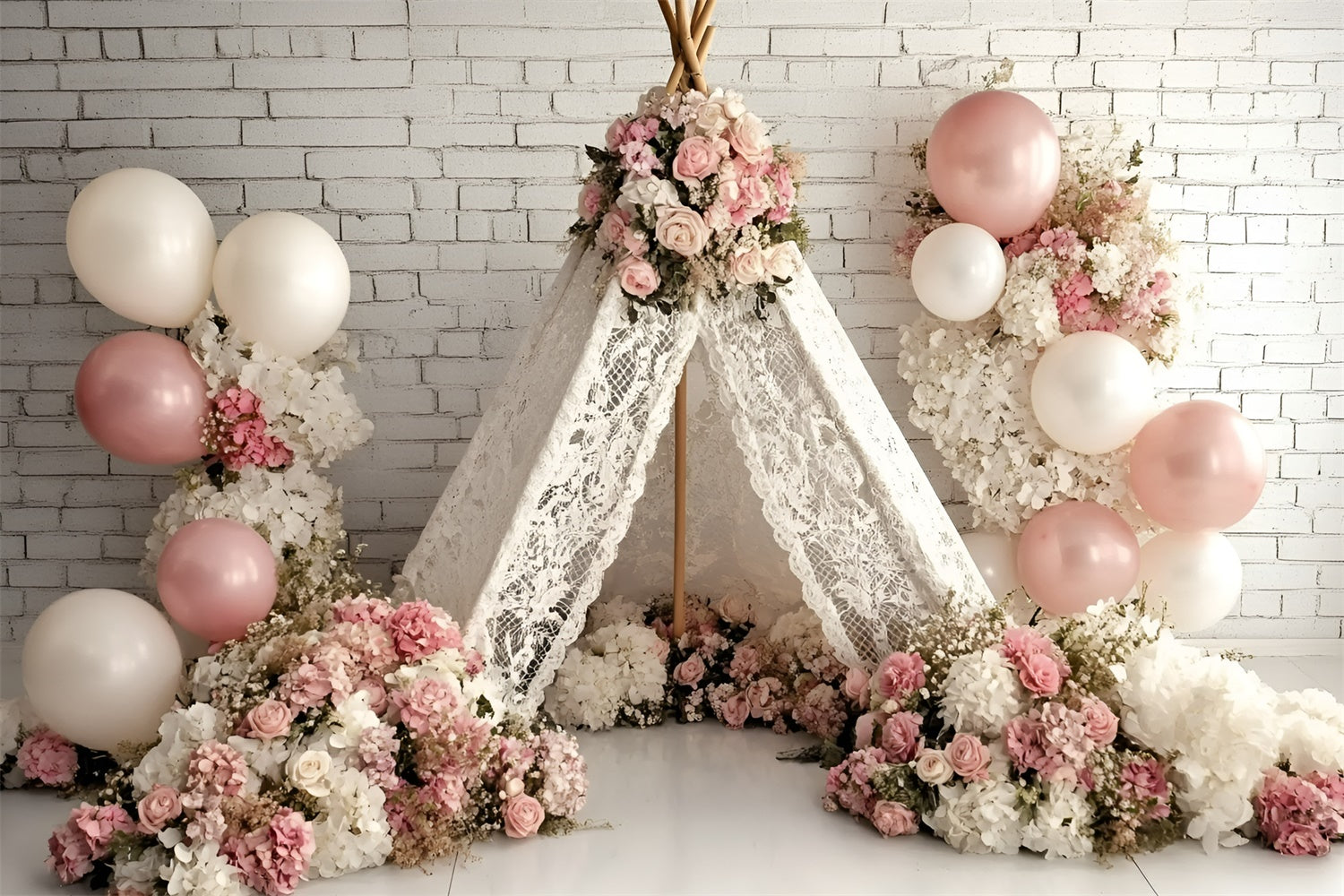 Cake Smash Backdrop Mädchen Blush Blossom Tent Backdrop GQ6-340