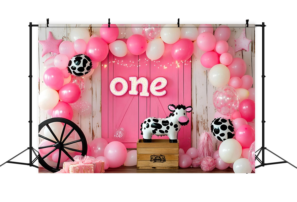 1st Birthday Backdrop Rustic Cowgirl Ballon Hintergrund GQ6-342