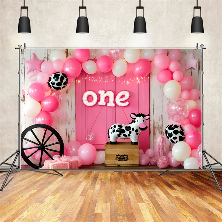 1st Birthday Backdrop Rustic Cowgirl Ballon Hintergrund GQ6-342
