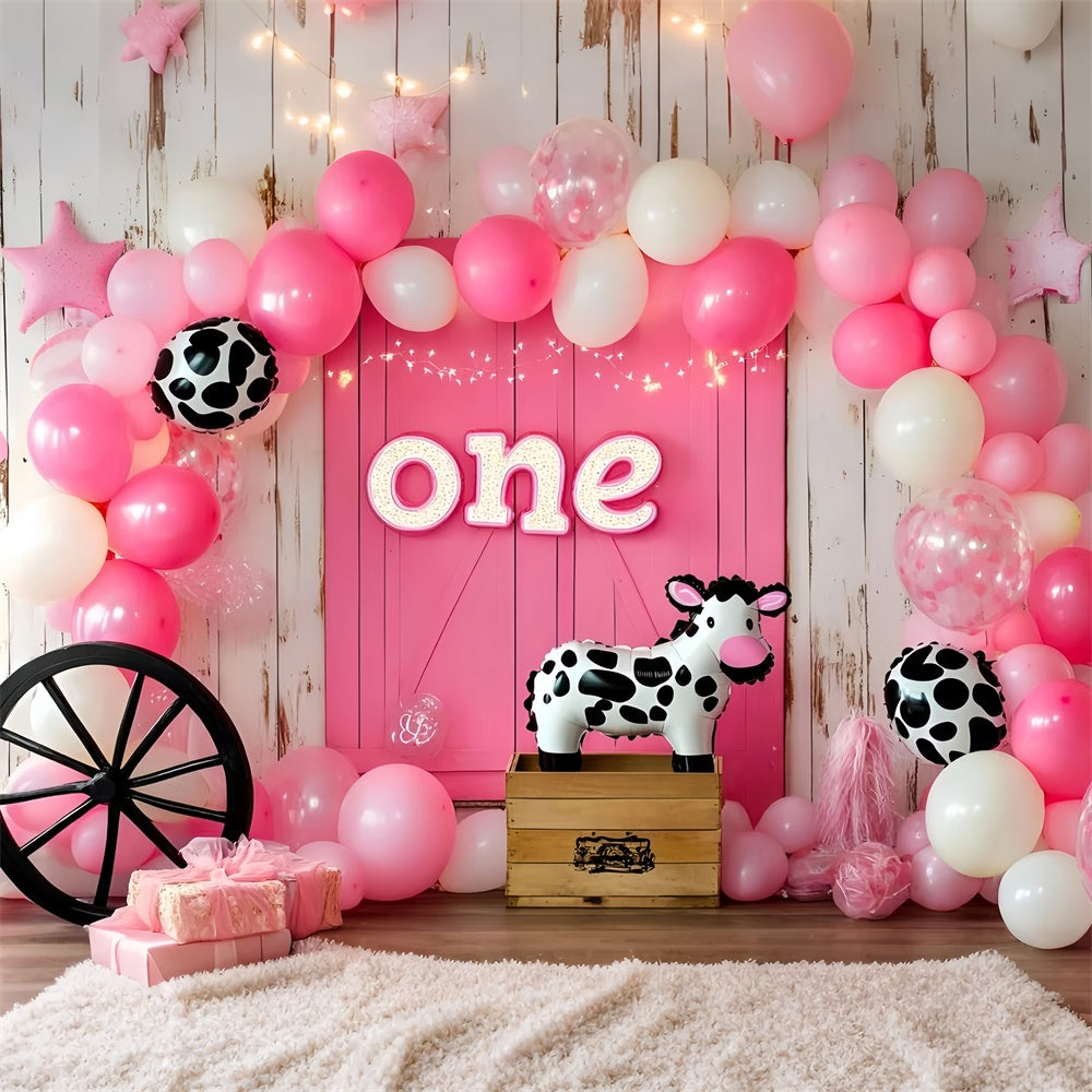1st Birthday Backdrop Rustic Cowgirl Ballon Hintergrund GQ6-342
