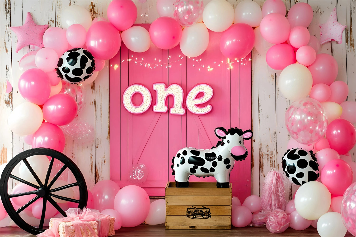 1st Birthday Backdrop Rustic Cowgirl Ballon Hintergrund GQ6-342
