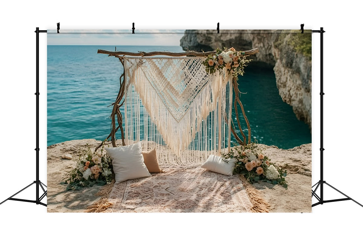 Boho Fotokulisse Tranquil Cove Hochzeit Sommer Fotokulisse GQ6-44