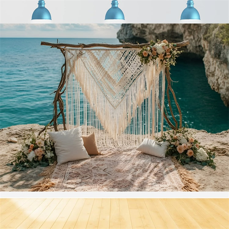 Boho Fotokulisse Tranquil Cove Hochzeit Sommer Fotokulisse GQ6-44