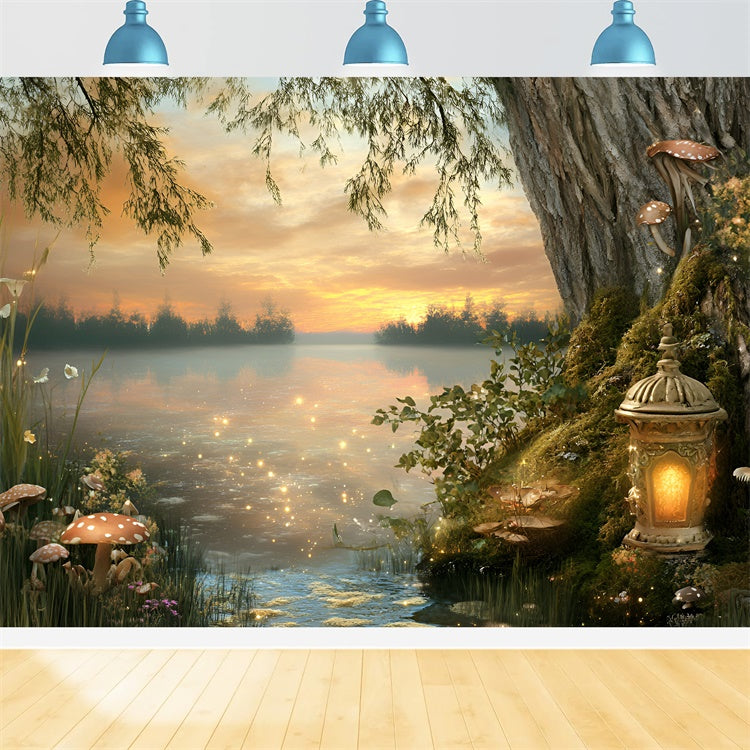 Wald-Hintergrundkulisse Dämmerung Fee See Sommer-Fotokulisse GQ6-58