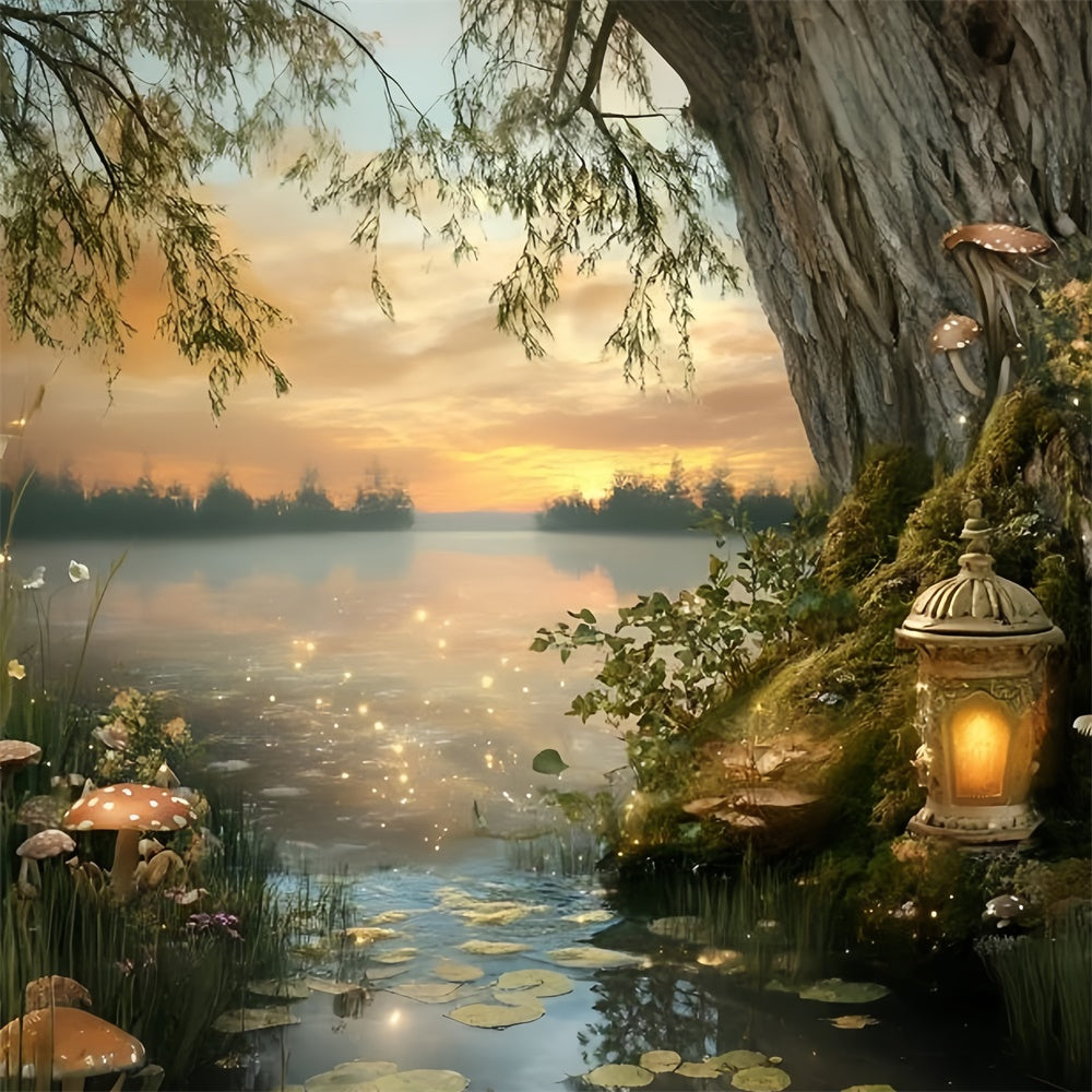 Wald-Hintergrundkulisse Dämmerung Fee See Sommer-Fotokulisse GQ6-58