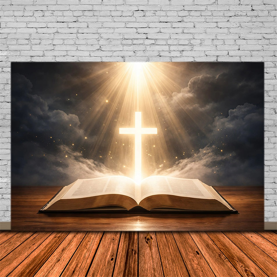Ostern-Hintergrund Kirche Glorreiches Kreuz Heiliges Buch Ostern-Fotografie-Hintergrund GQ61-3