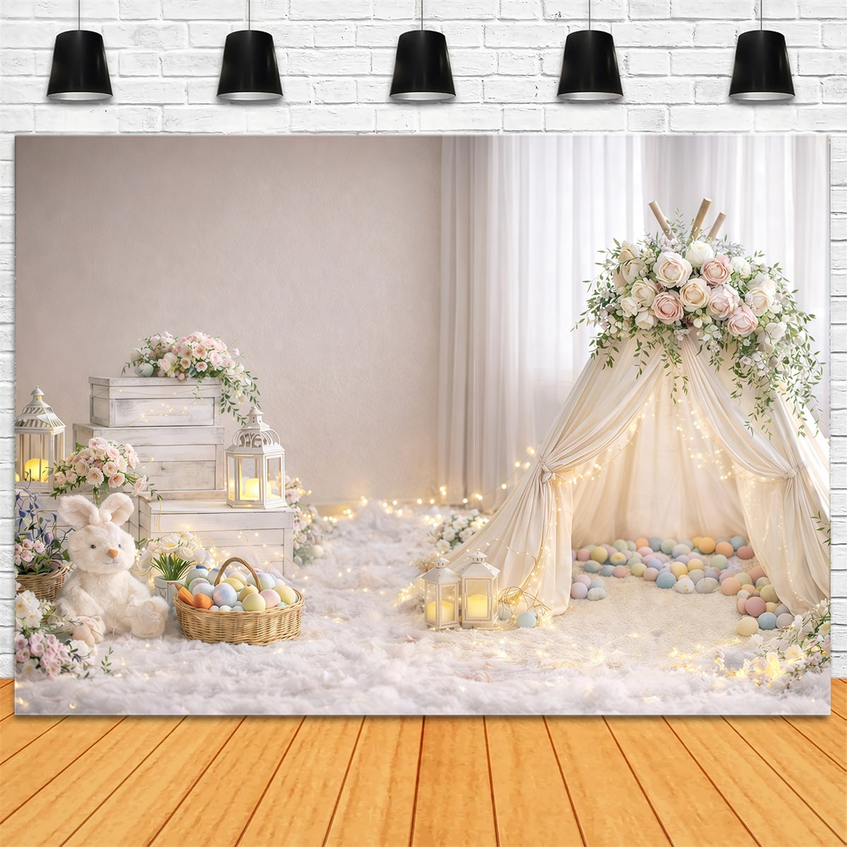 Baby-Oster-Hintergrund Sanft leuchtender Blumen-Tipi Oster-Fotografie-Hintergründe zu verkaufen GQ61-39