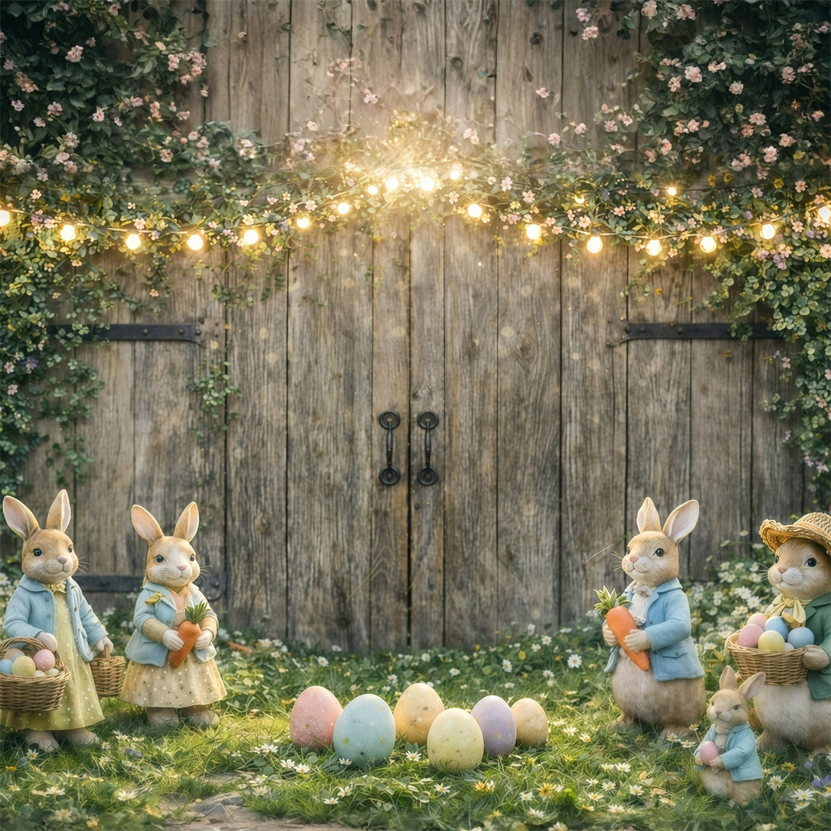 Peter Rabbit Fotohintergrund Rustikaler Hase Eier sammeln Hintergründe Ostern GQ61-48