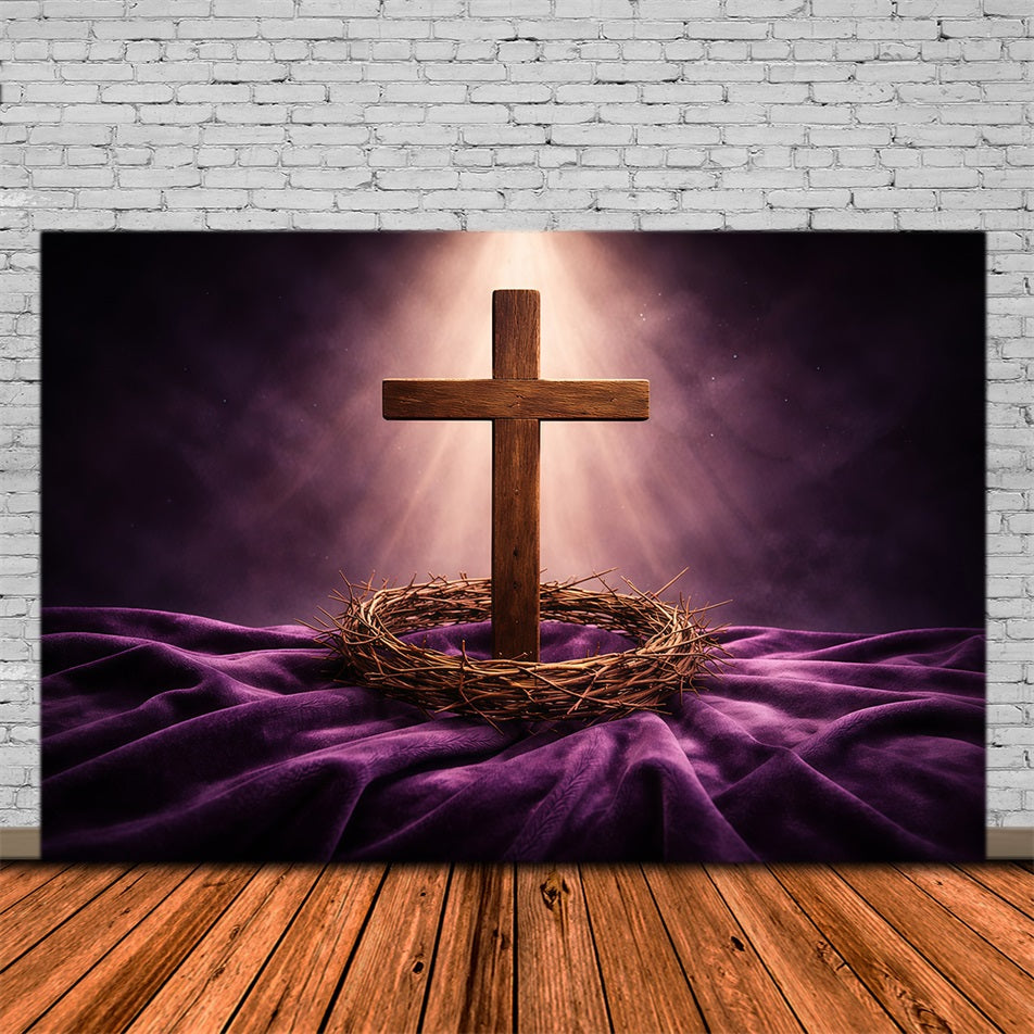 Oster-Sonntag-Fotohintergrund Dornenkrone Kreuz Licht-Fotohintergrund Ostern GQ61-7