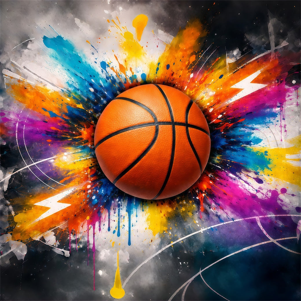 Basketball-Hintergrund Abstrakte Farbspritzer Graffiti Sport-Hintergrund GQ61-75