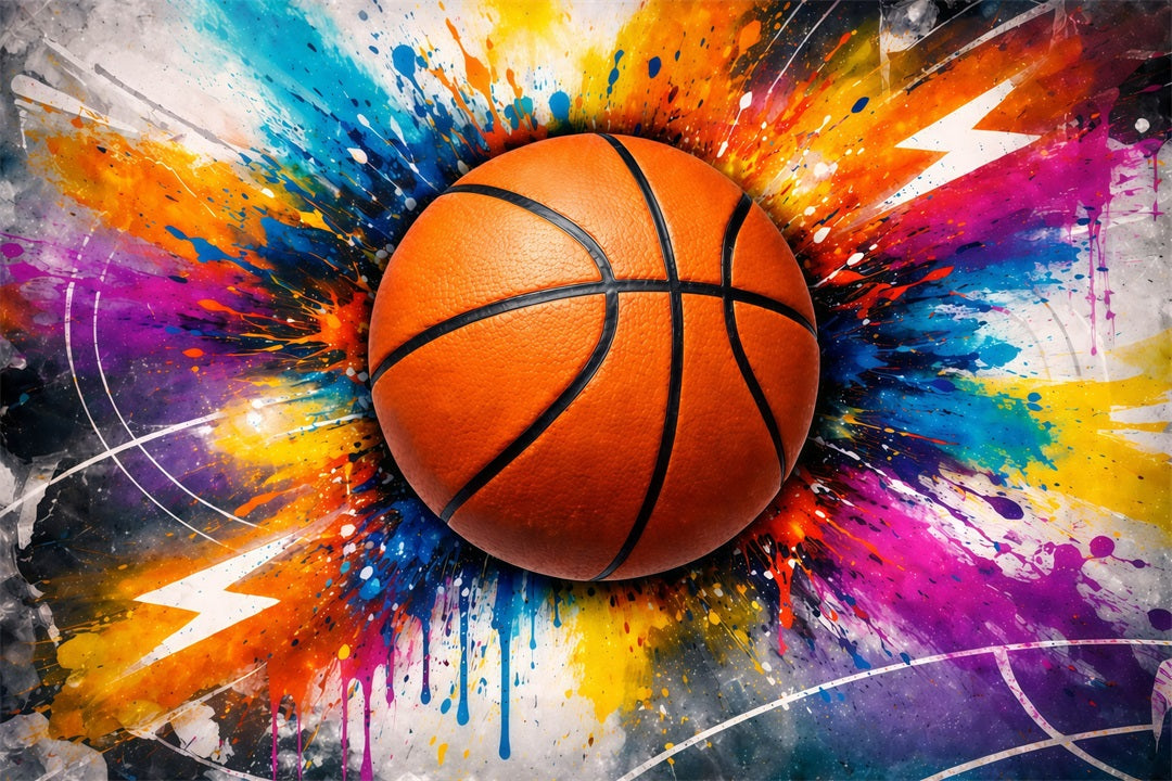 Basketball-Hintergrund Abstrakte Farbspritzer Graffiti Sport-Hintergrund GQ61-75