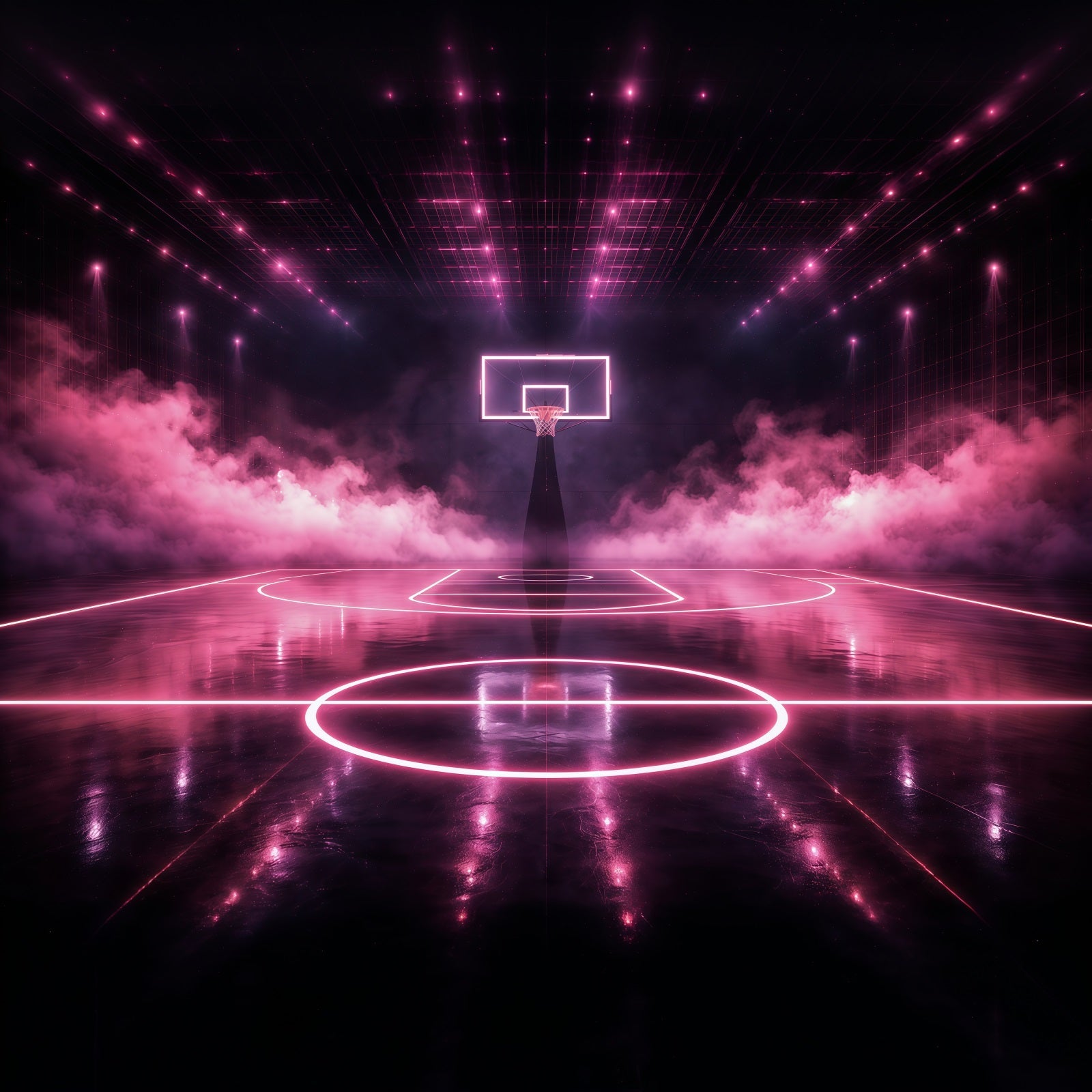 Basketball-Hintergrund für Fotografie Neonpink Arena-Spielfeld Sport-Themenhintergrund GQ61-78