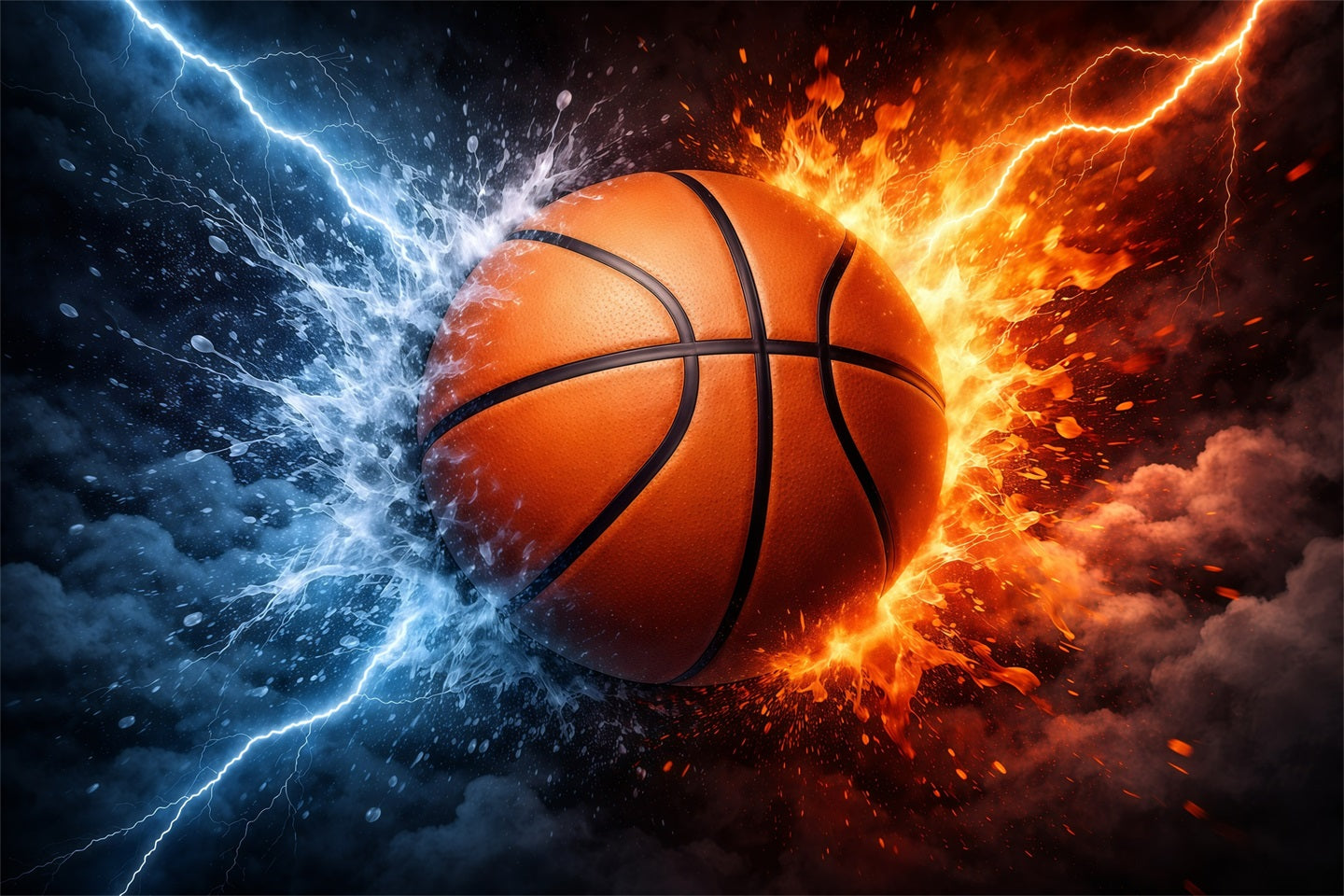 Basketball-Hintergründe Wasser Feuer Energie Explosion Sport-Hintergründe für Fotografie GQ61-81