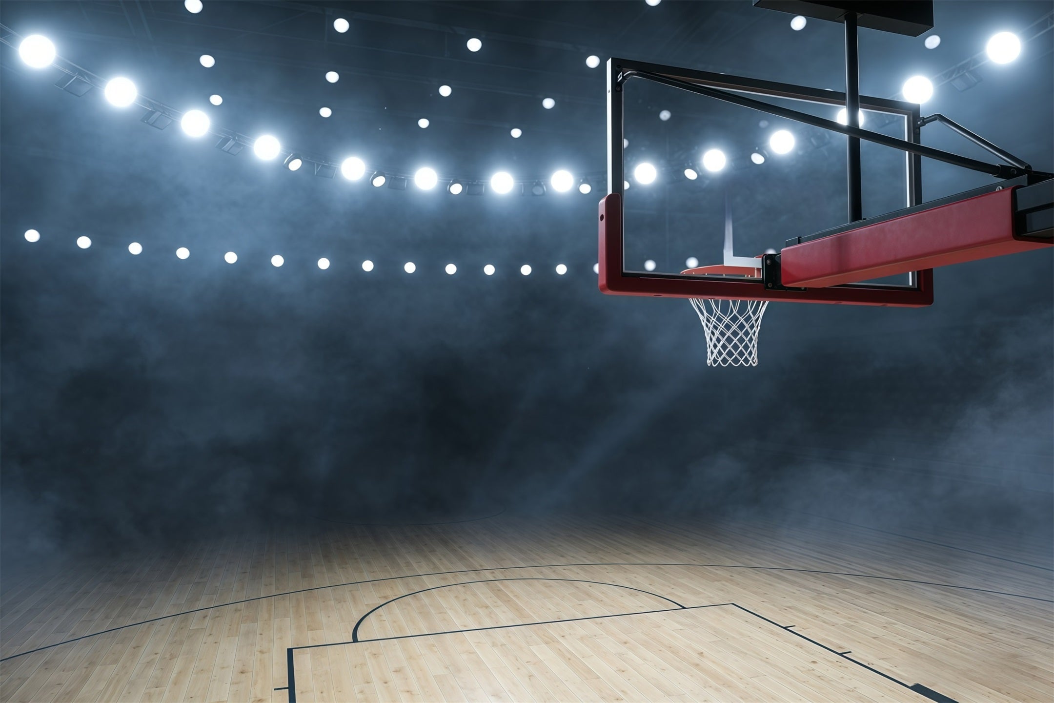 Basketball-Fotografie-Hintergrund Arena-Lichter Court-Korb Sport-Hintergrund GQ61-84