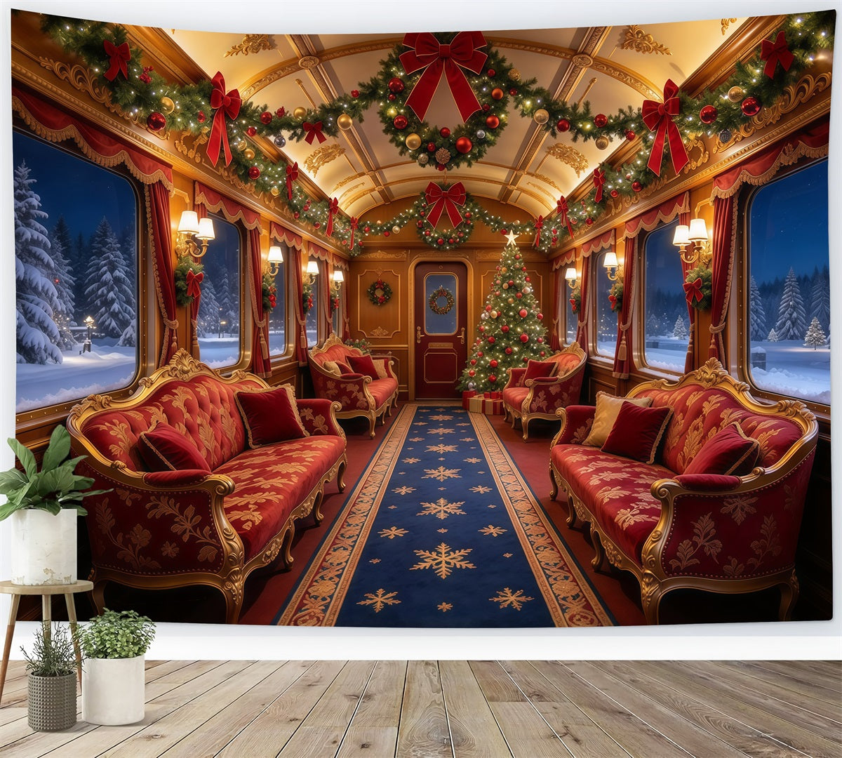 Weihnachtlicher Fotohintergrund Burgunderroter Samt Zug Innenraum GQ610-11