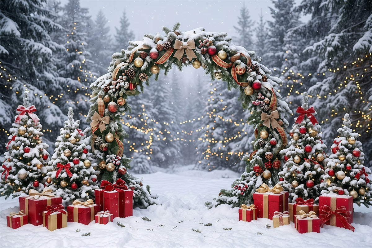 Weihnachtlicher Torbogen-Hintergrund Verschneite Girlande Geschenk-Torbogen GQ610-114