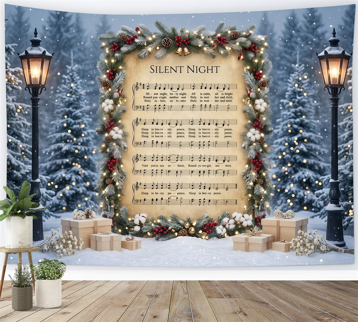 Weihnachtlicher Hintergrund Stille Nacht Notenblätter GQ610-116