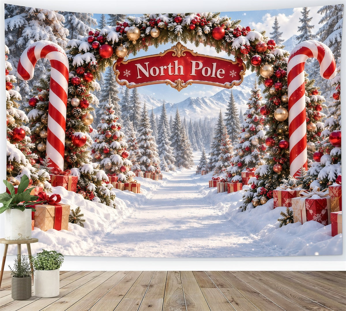 Nordpol-Fotohintergrund Zuckerstangen-Ornament-Torbogen GQ610-122