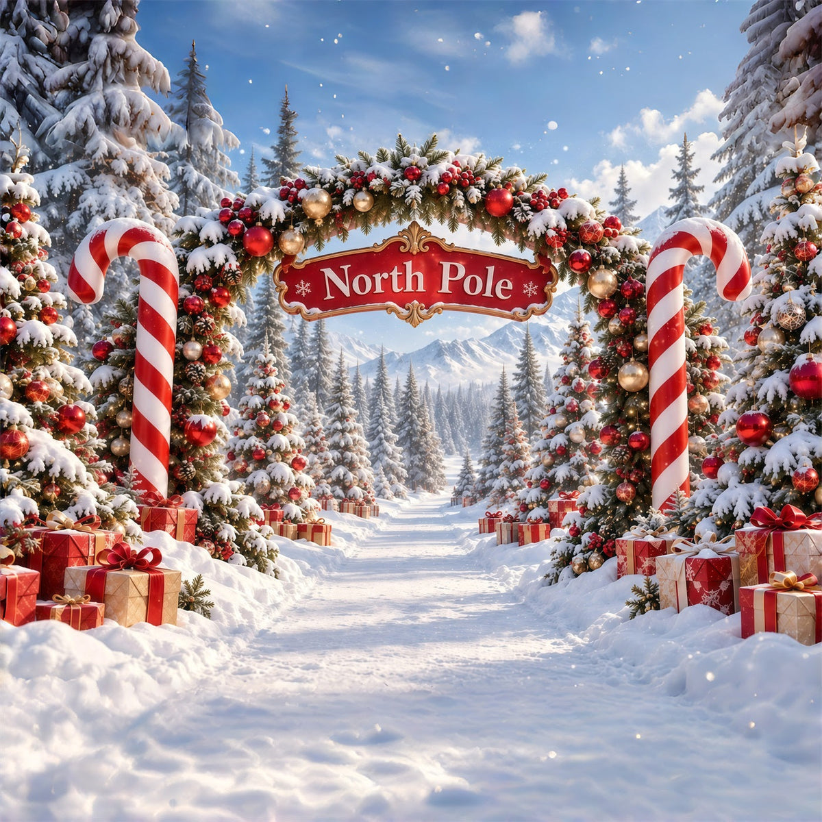 Nordpol-Fotohintergrund Zuckerstangen-Ornament-Torbogen GQ610-122