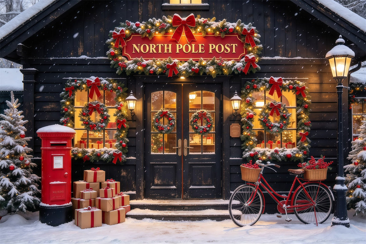 Nordpol Fotohintergrund Winterliches Verschneites Postamt GQ610-13