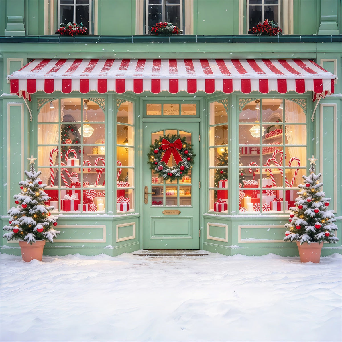 Weihnachtlicher Zuckerstangen Hintergrund Mintgrüne Pfefferminzboutique GQ610-20