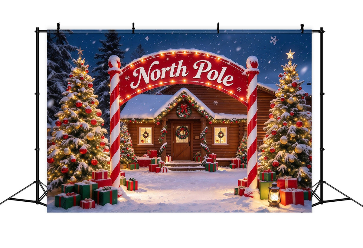 Nordpol Fotohintergrund Winterliche Verschneite Hütten Einfahrt GQ610-36