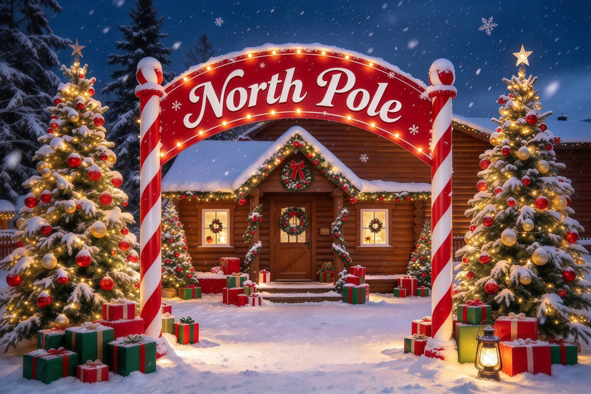 Nordpol Fotohintergrund Winterliche Verschneite Hütten Einfahrt GQ610-36