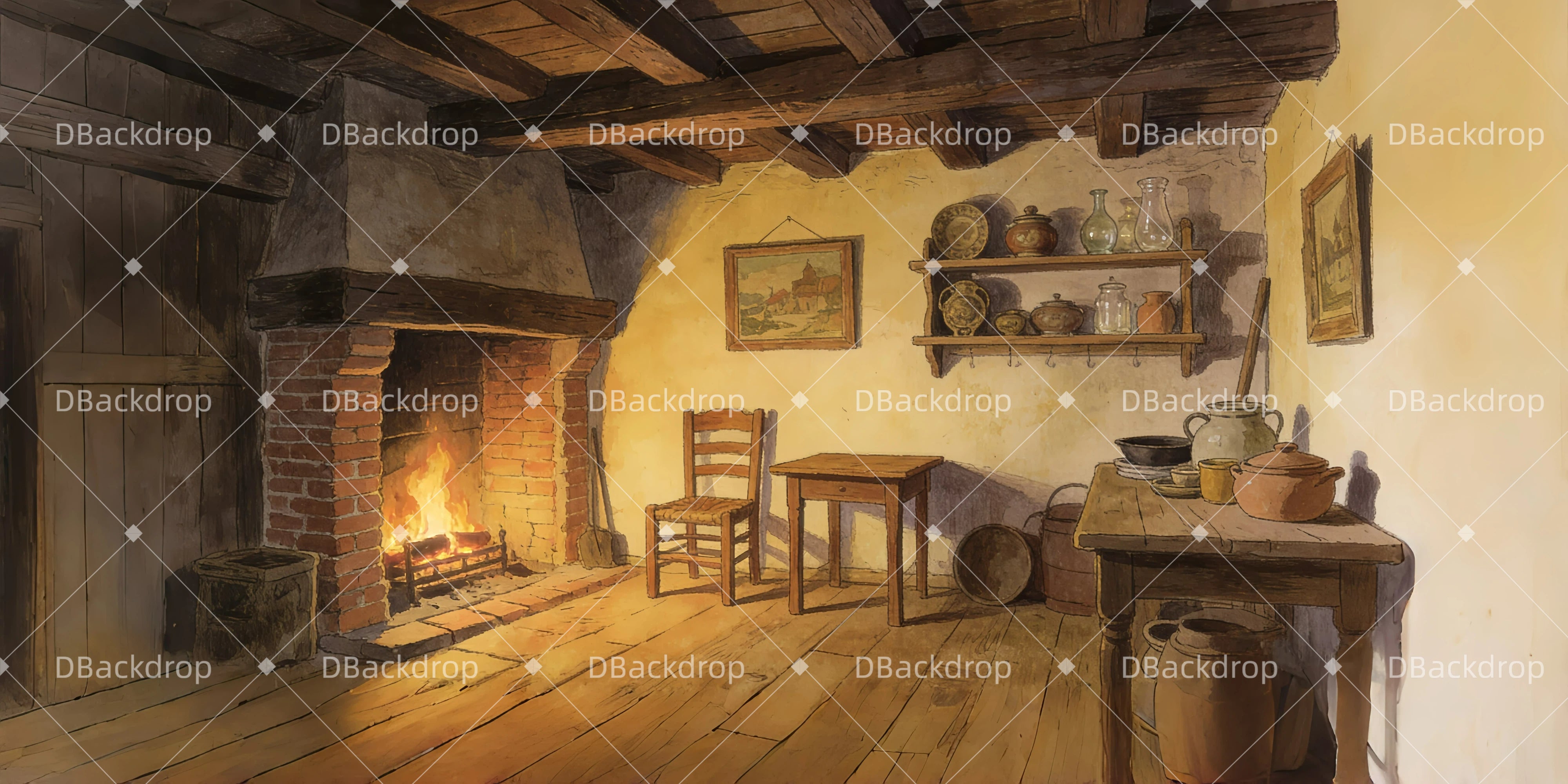 Ideen für Bühnenhintergründe: Hintergrund für Giselles Haus für das Theater GQ63-T72